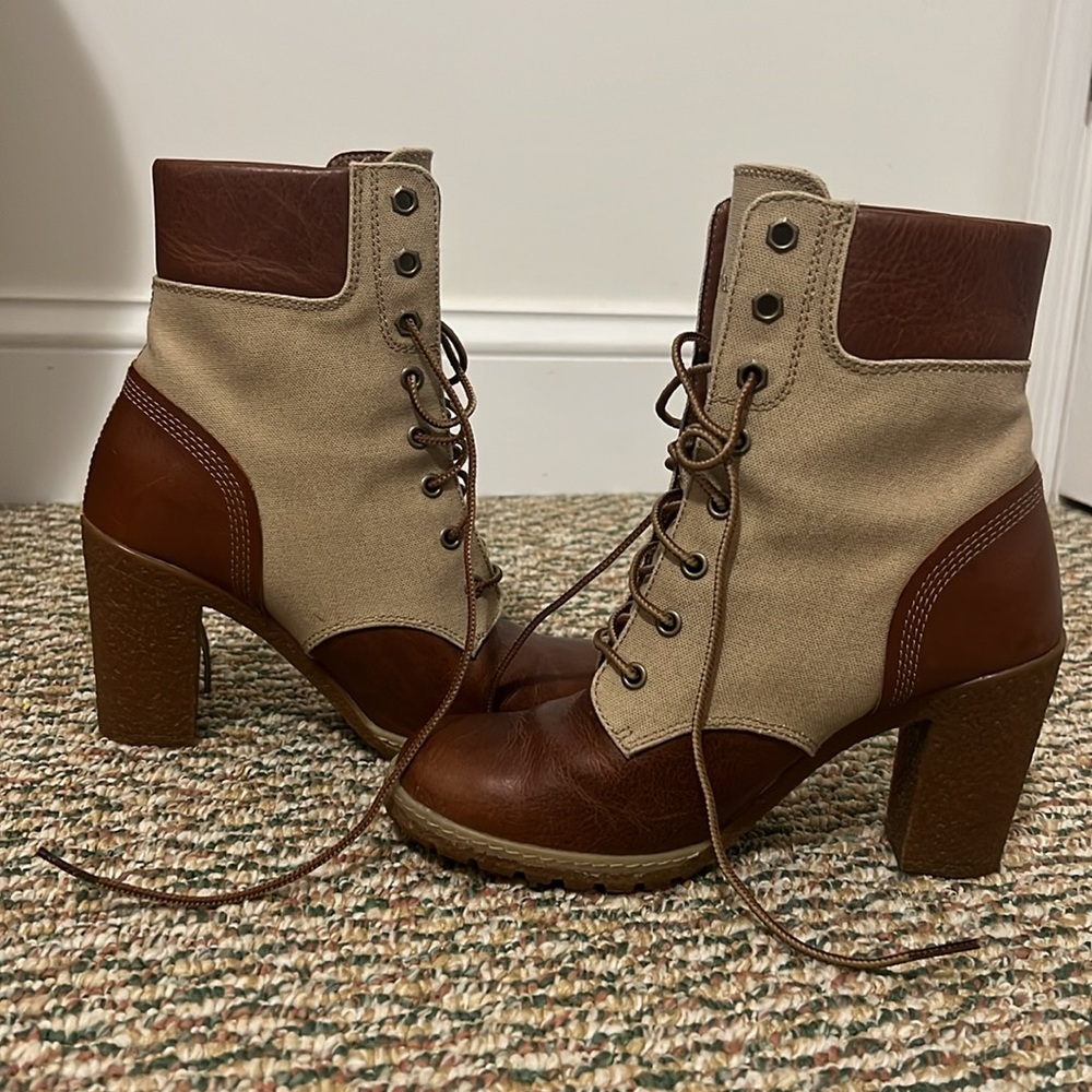 Timberland Glancy Canvas & Leather Heeled Boots - Picture 3 of 5